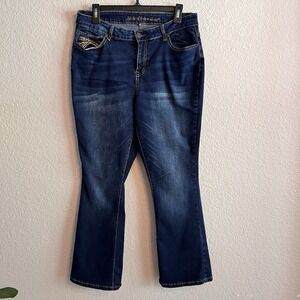 State Of Independence Women's Boot Cut‎ Embroidered Jeans Size 16 Boho Western